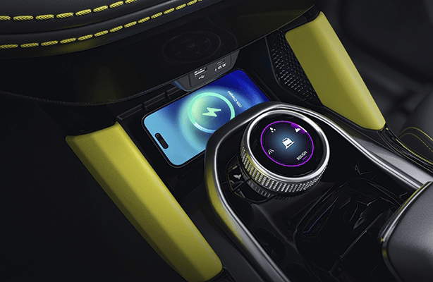 Tata Harrier with Wireless Charger and 45W C Type Charging Port